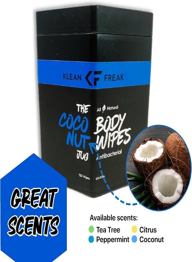 Klean Freak Body Wipes - for Face and Body, No Water, Wipe Away Sweat and Odor, Large Textured, Travel, Gym, Camping and More, 120 Cnt Jug (Coconut) - Image 2