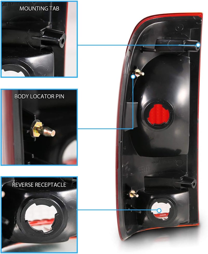 AmeriLite مجموعة مصابيح خلفية هالوجين واضحة حمراء بديلة من المصنع لطراز فورد F-Series F150 F250 F350 SuperDuty - جانب السائق والراكب - Image 5