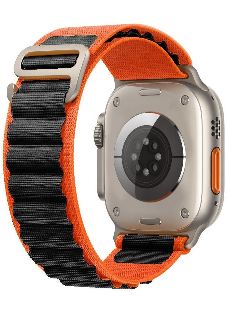 CATANES - Apple Watch Band 49mm 45mm 44mm 42mm Alpine Loop Band Women Men Adjustable with Metal G-Hook Strap for iWatch Ultra Series SE 8/7/6/5/4/3/2/1 Orange Black - Image 1