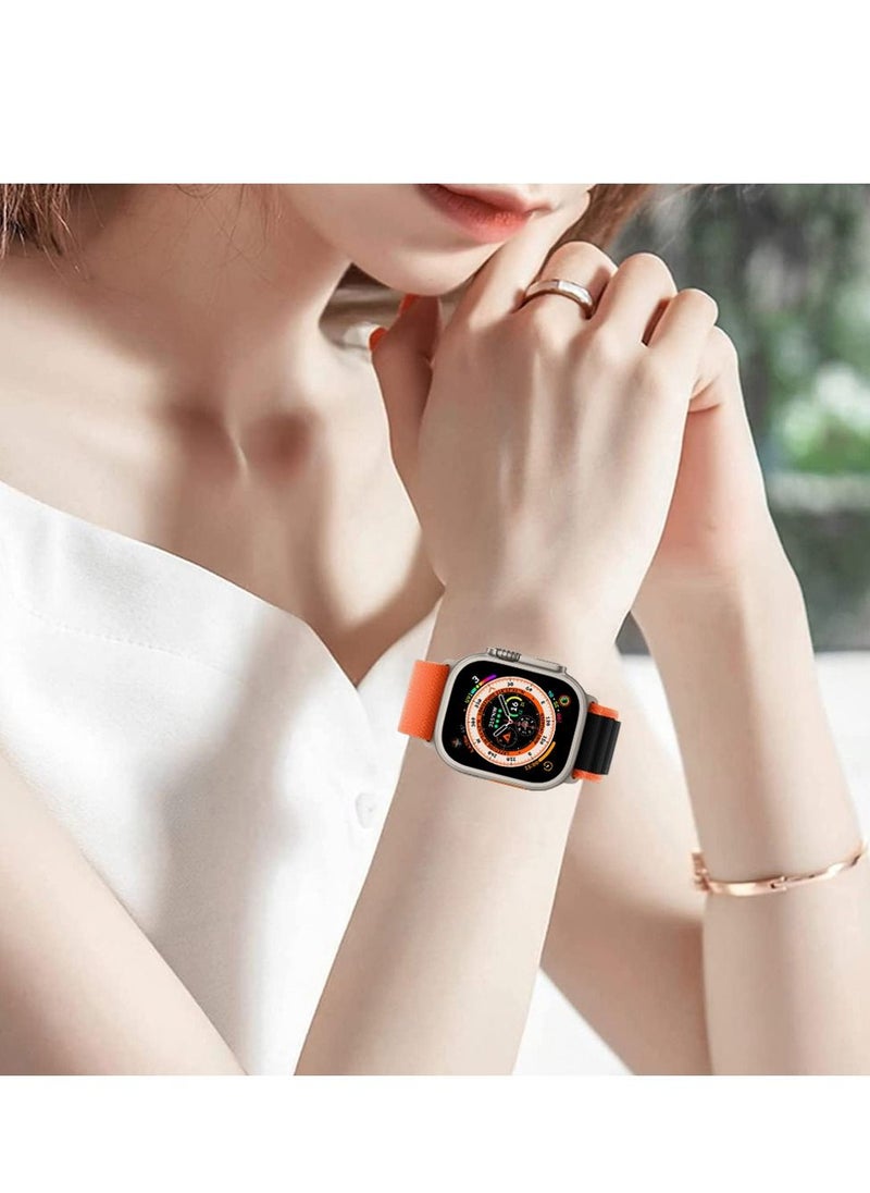 CATANES - Apple Watch Band 49mm 45mm 44mm 42mm Alpine Loop Band Women Men Adjustable with Metal G-Hook Strap for iWatch Ultra Series SE 8/7/6/5/4/3/2/1 Orange Black - Image 1