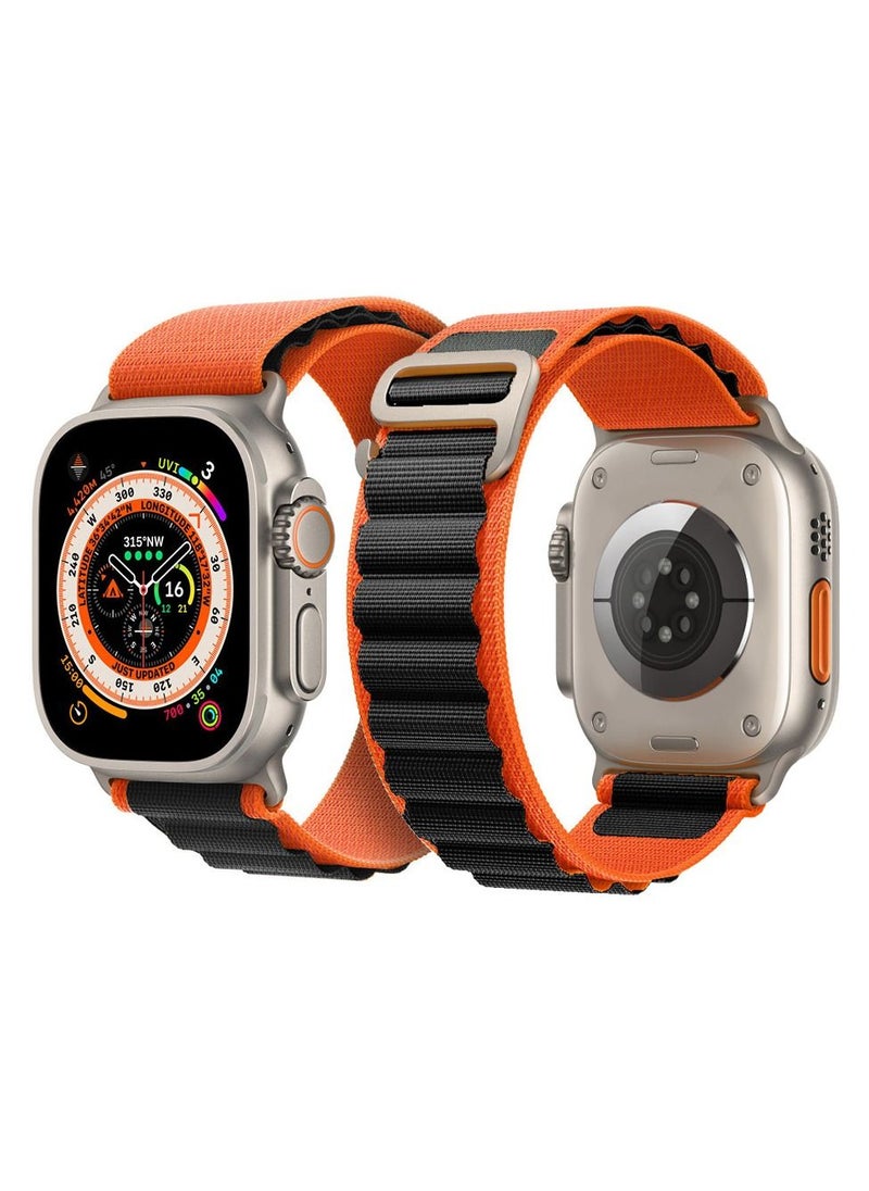 CATANES - Apple Watch Band 49mm 45mm 44mm 42mm Alpine Loop Band Women Men Adjustable with Metal G-Hook Strap for iWatch Ultra Series SE 8/7/6/5/4/3/2/1 Orange Black - Image 1