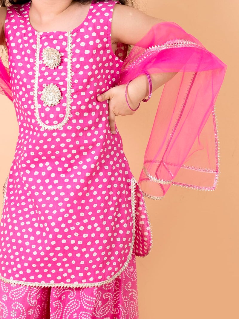Pspeaches Girls Purple Ethnic Motifs Printed Pure Cotton Kurta With Sharara With Dupatta (Purple-3-4Y) - Image 2