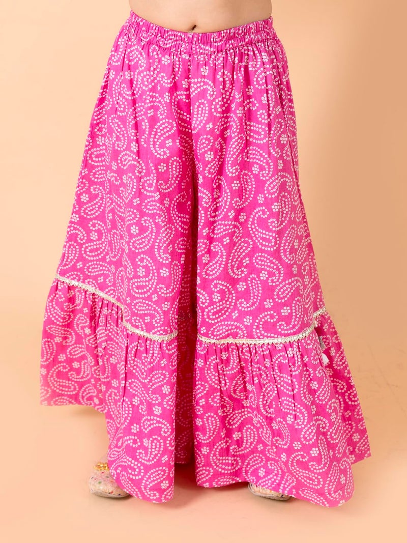 Pspeaches Girls Purple Ethnic Motifs Printed Pure Cotton Kurta With Sharara With Dupatta (Purple-3-4Y) - Image 3