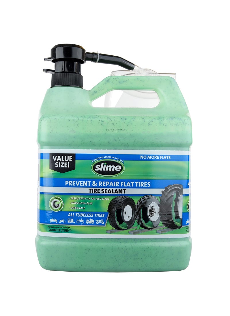 Slime Slime 10206 Flat Tire Puncture Repair Sealant, Prevent and Repair, All Off-Highway Tubeless Tires, Non-Toxic, eco-Friendly, 1 Gallon jug  - Image 1