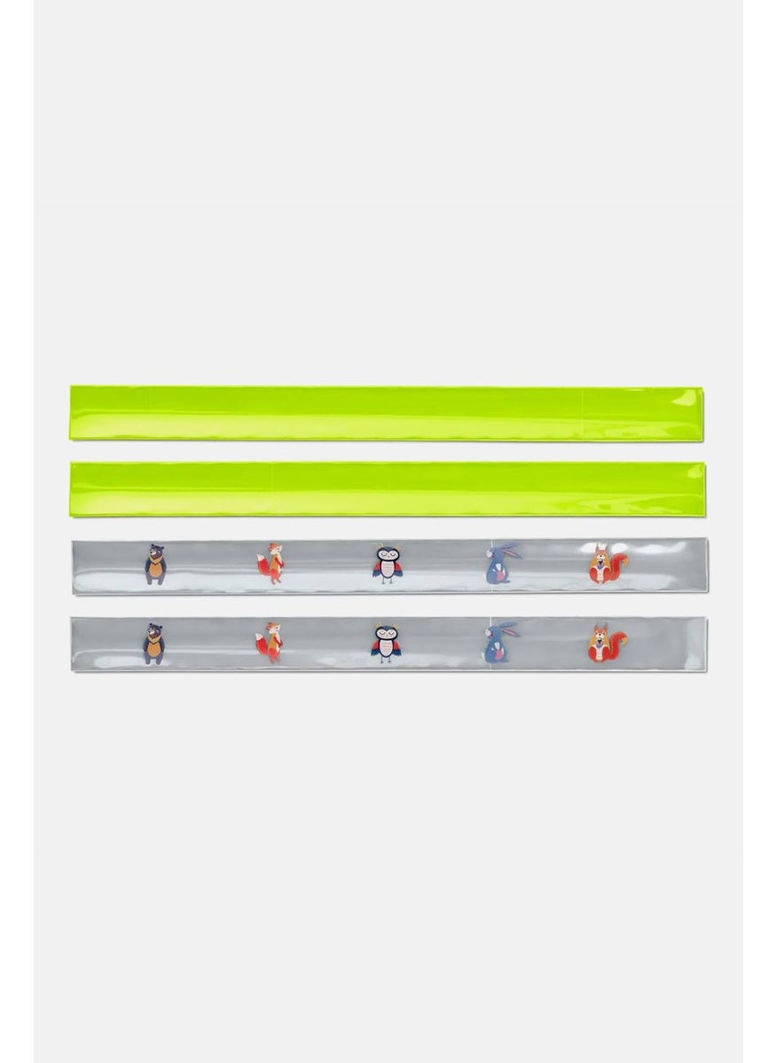 Tchibo Kid Girls Reflective Self,locking Bracelets, Silver and Lime  - Image 3