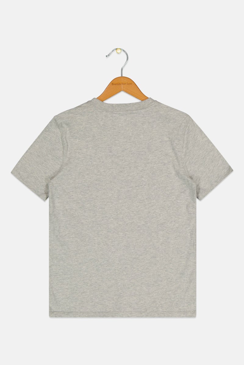 GAP Kids Boy Crew Neck Short Sleeves Brand Logo T-Shirt, Light Grey  - Image 2