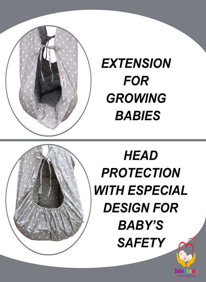 SafeChamp سرير أطفال متأرجح من SafeChamp Roxy مع ناموسية ووسادة ونابض (رمادي) - Image 3