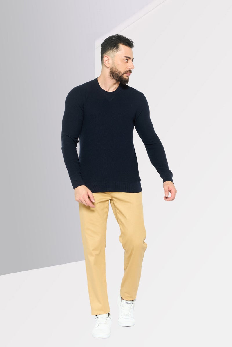 Michael Kors Men Crew Neck Long Sleeve Textured Sweatshirt, Navy - Image 2