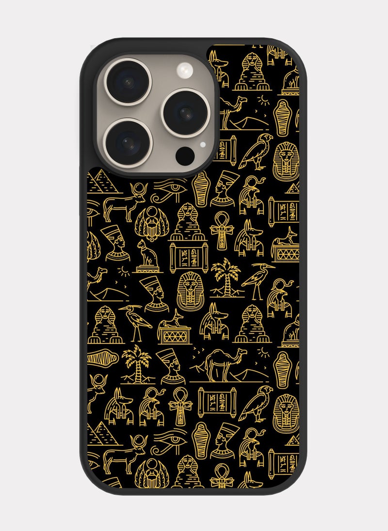 PXLAAT iPhone 15 Pro case cover Pharaonic Pattern  - Image 1