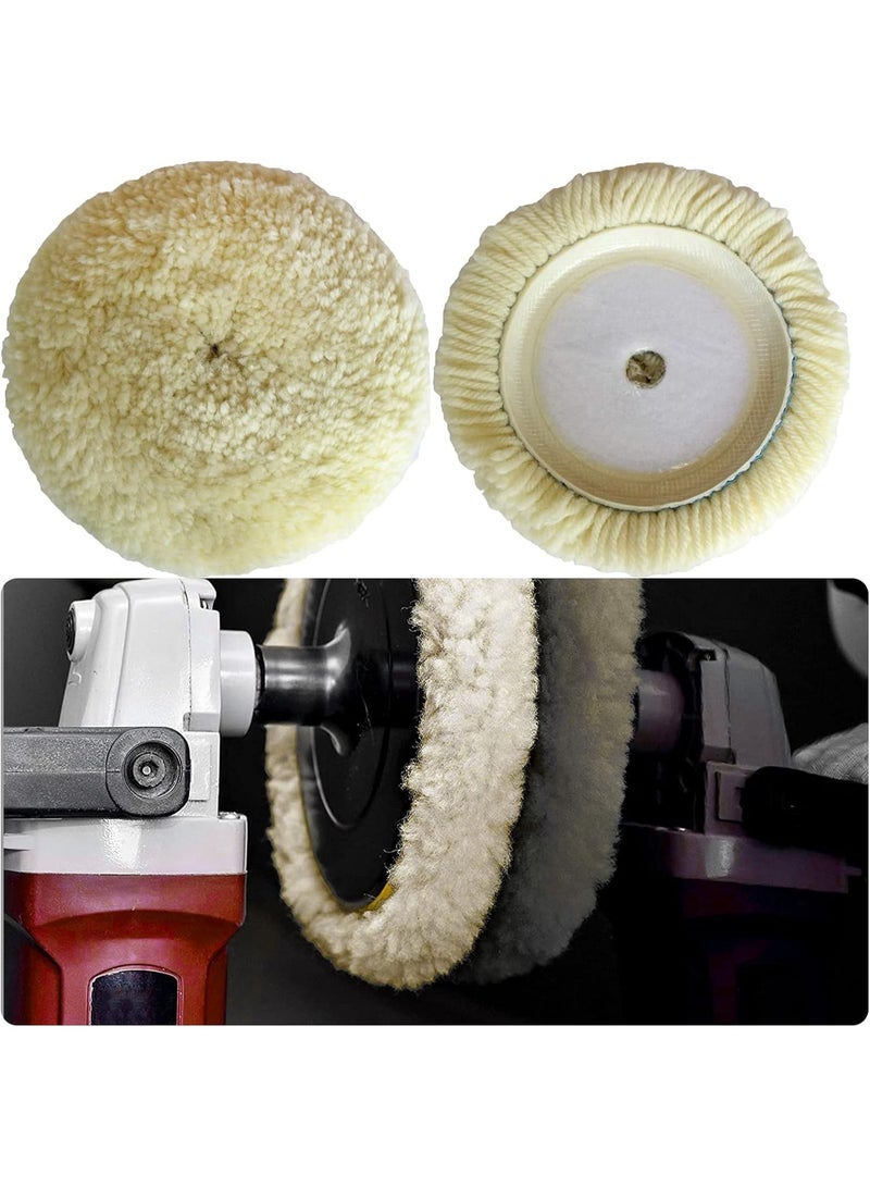 7" Wool Buffing Pad Kit 1PCS Polishing Wool Pads Kit Low Linting Wool Pad, Used for Rotary and Random Orbit Sander/Polisher Buffing Equipment Buffing Pad Cleaner - Image 5