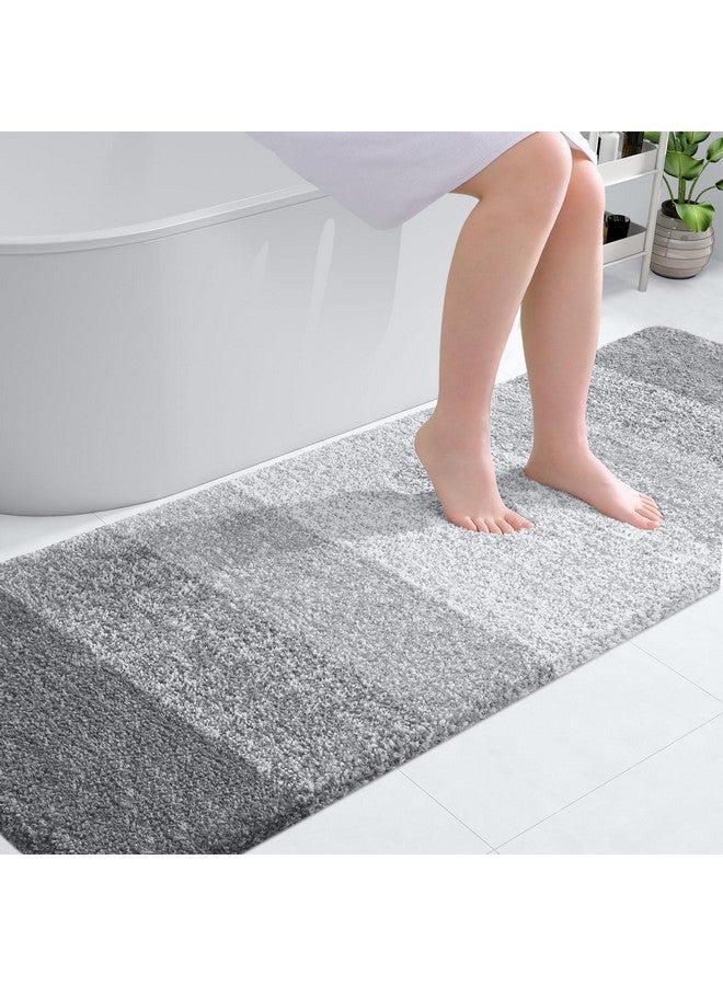 OLANLY Bathroom Runner Rugs 70x24, Extra Soft Absorbent Microfiber Bath Rugs, Rubber Backing, Quick Dry, Washable Bath Mats for Bathroom Floor, Tub, Shower and Home Decor Accessories, Light Grey - Image 1