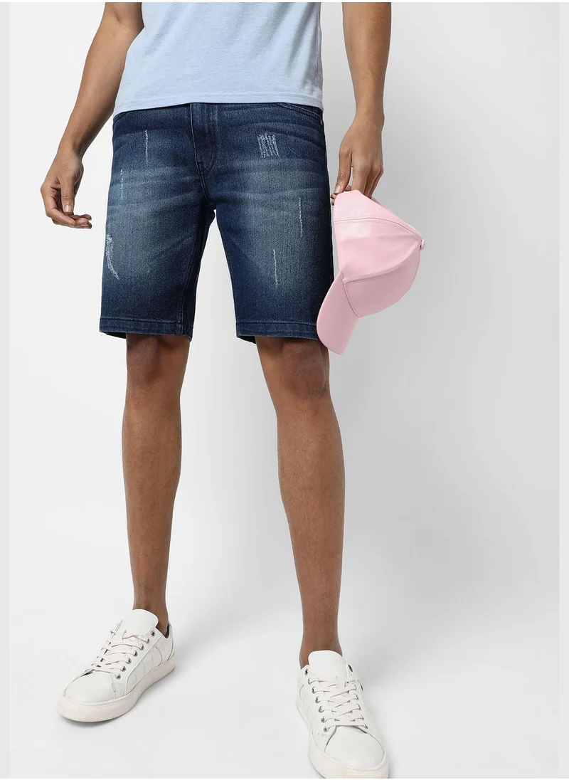 Campus Sutra Men's Medium-Washed Denim Shorts