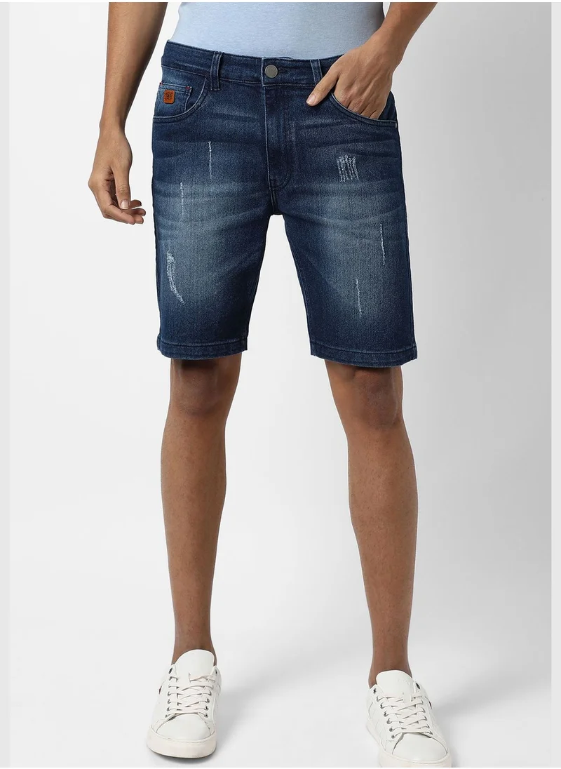 Campus Sutra Men's Medium-Washed Denim Shorts