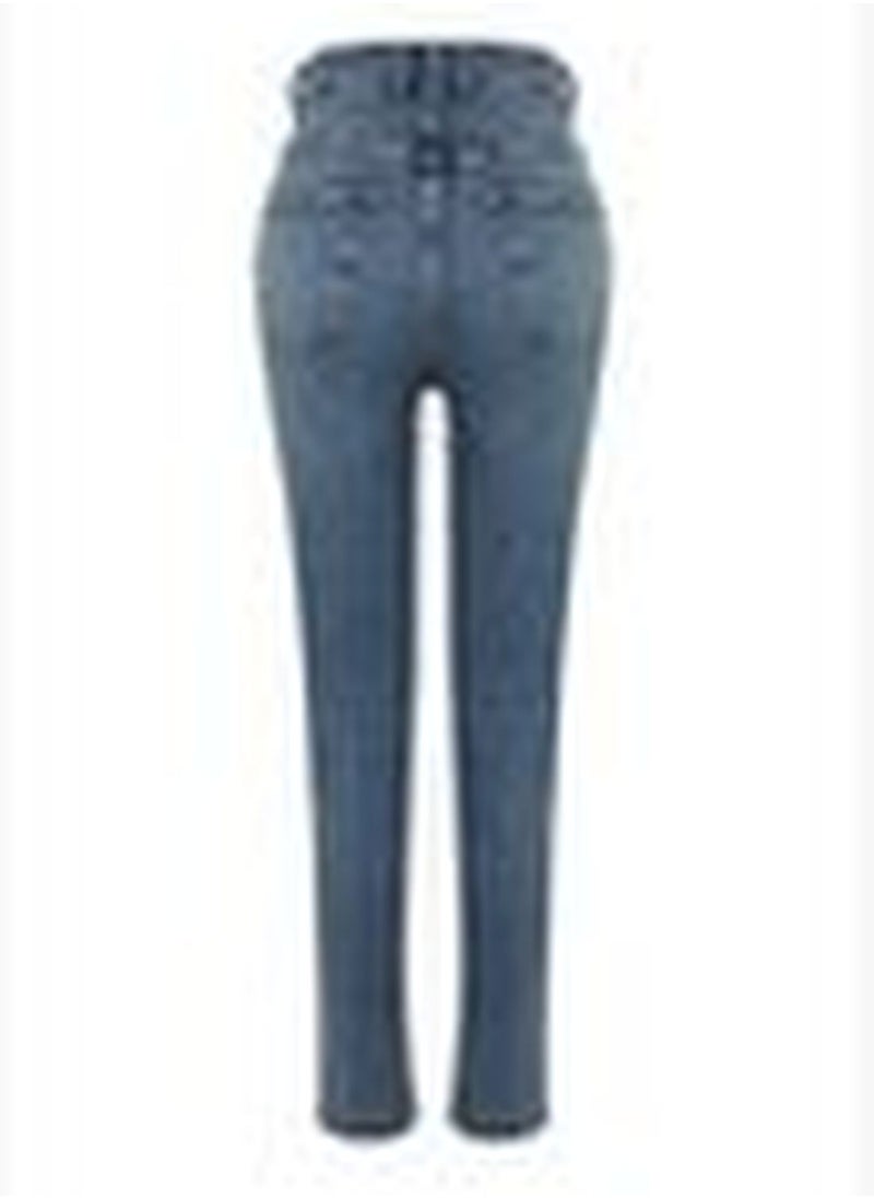 trendyol Blue High Waist Slim Mom Jeans TWOSS24JE00039  - Image 5