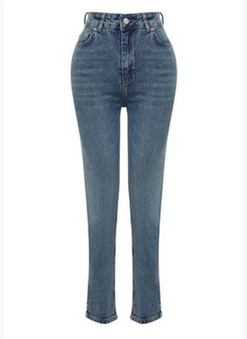 trendyol Blue High Waist Slim Mom Jeans TWOSS24JE00039