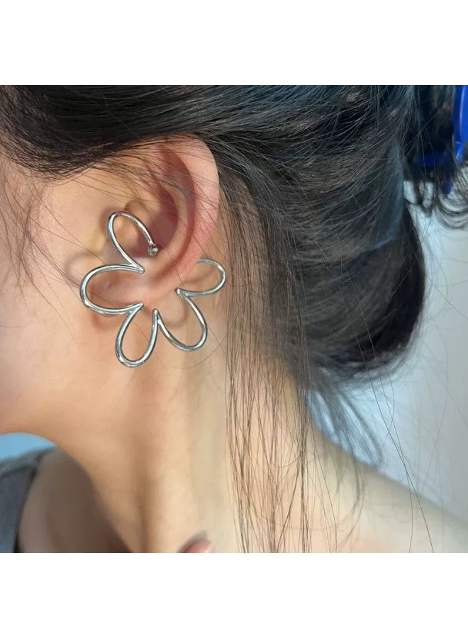 Goolsky No-Piercing Silver Butterfly Cuff Earrings – Sparkling Rhinestone Fairy Ear Hook for Women, Butterfly Rhinestones, Non-Pierced Ears Parties/Daily - Image 1