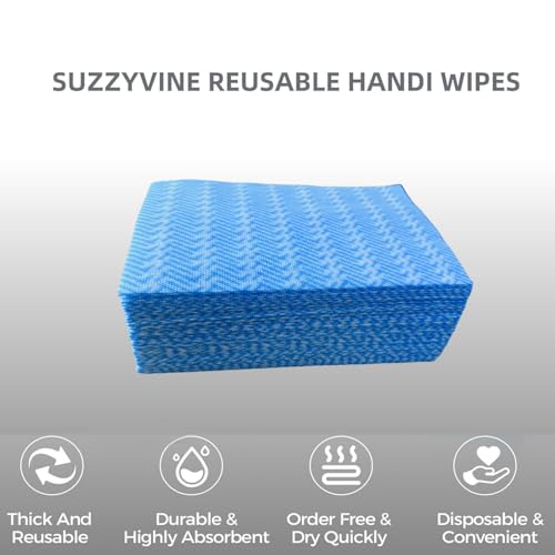 SUZZYVINE Handi Wipes Reusable Cloths Disposable Cleaning Cloth Reusable Paper Towels for Kitchen, Multi-use Dish Cloths Dish Towels, Disposable Cleaning Rags,11.81"×19.69" 50 Count, Blue - Image 3