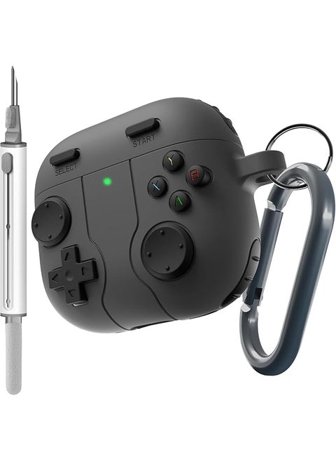 Game Case For Airpods 4 Cover Shock Proof Protective Silicone Case With Cleaning Pen And Keychain Accessories For Airpods 4Th Generation Black