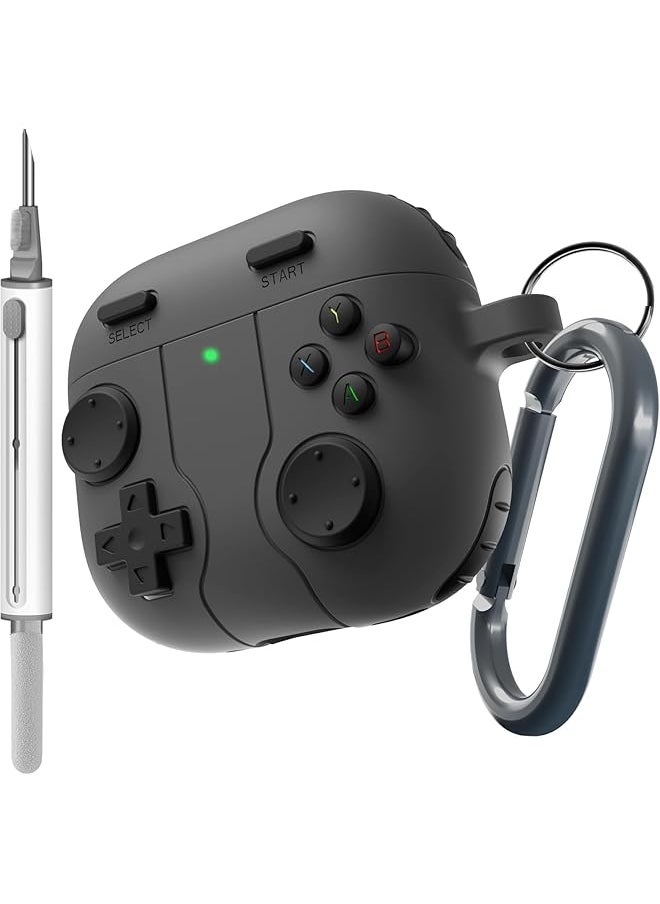 erorex - Game Case For Airpods 4 Cover Shock Proof Protective Silicone Case With Cleaning Pen And Keychain Accessories For Airpods 4Th Generation Black - Image 1