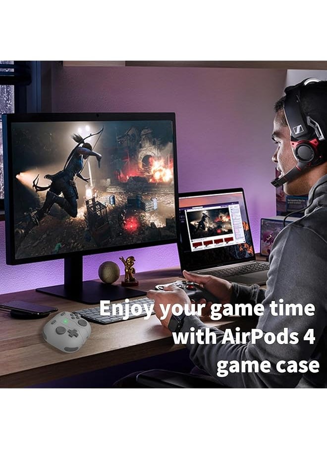 erorex - Game Case For Airpods 4 Cover Shock Proof Protective Silicone Case With Cleaning Pen And Keychain Accessories For Airpods 4Th Generation Black - Image 1