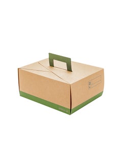 Restaurantware Restaurantware-Cater Tek 9 x 7 x 3 Inch Food Boxes, 100 Grease-Resistant Take Out Food Containers - With Handle, Recyclable, Kraft And Green Paper To Go Containers, For Meals, Snacks, Or Baked Goods 