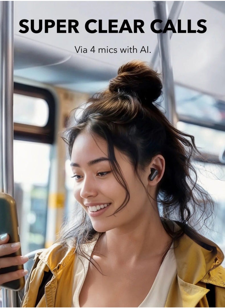 Panvil - R50i NC |  Noise Cancelling Earbuds, Strong and Smart Noise Cancelling, Powerful Bass, 45H Playtime, 2-in-1 Case and Phone Stand, IP54, Wireless Earbuds, Bluetooth 5.4, App Control Black - Image 1