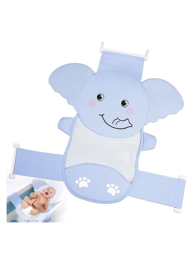 SOLARAE Baby Bath Seat Support Net Quick Drying Adjustable Comfortable Non-Slip Infant Bathtub Sling Shower Mesh for a Tub Net Slip Proof Mesh Comfortable with Safety Support Corners Blue - Image 1