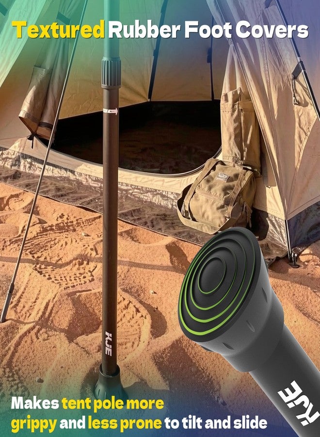 KJE 4 Pack Adjustable Heavy-Duty Tarp Poles, Camping Tent Poles Set with Ground Stakes & Guylines & Yellow Protection Caps, Aluminum Telescoping Pole(2.9ft to 8.7ft) for Outdoor Tarp Use - Image 4