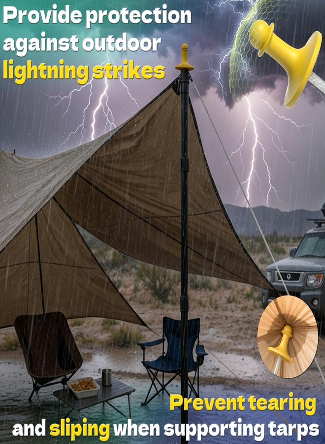KJE 4 Pack Adjustable Heavy-Duty Tarp Poles, Camping Tent Poles Set with Ground Stakes & Guylines & Yellow Protection Caps, Aluminum Telescoping Pole(2.9ft to 8.7ft) for Outdoor Tarp Use - Image 5