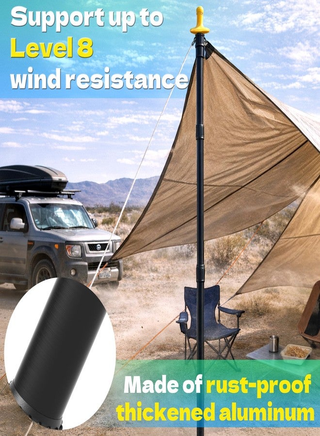 KJE 4 Pack Adjustable Heavy-Duty Tarp Poles, Camping Tent Poles Set with Ground Stakes & Guylines & Yellow Protection Caps, Aluminum Telescoping Pole(2.9ft to 8.7ft) for Outdoor Tarp Use - Image 3