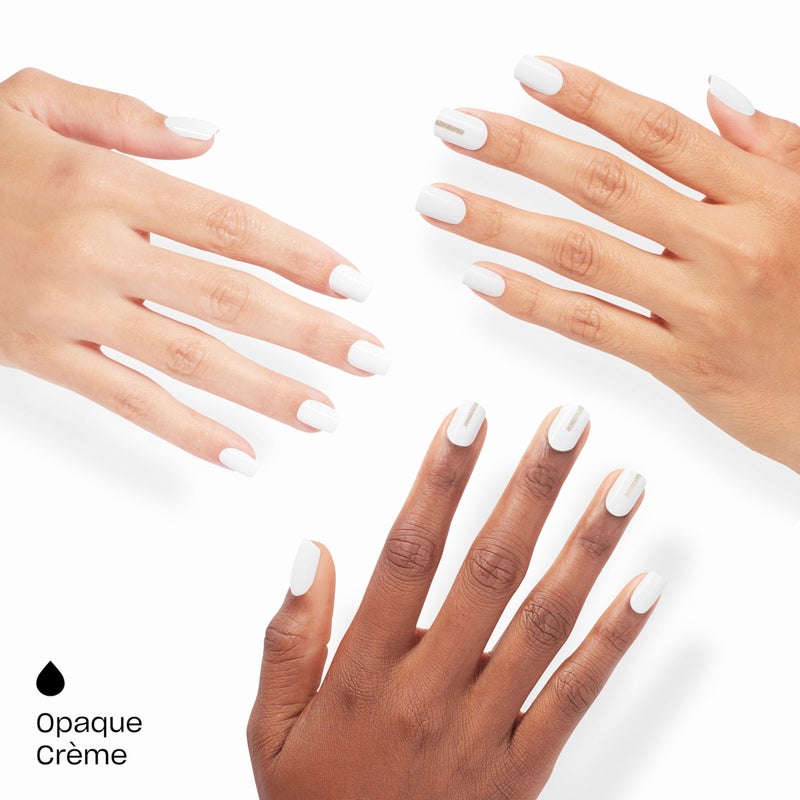 OPI On Point Hawt Date Lined Up | Short Round White with Silver Shimmer Nail Art Press On Nails | 24 Count with Glue | Long Lasting, Reusable, Non-damaging | Fall 2025 Shades - Image 3