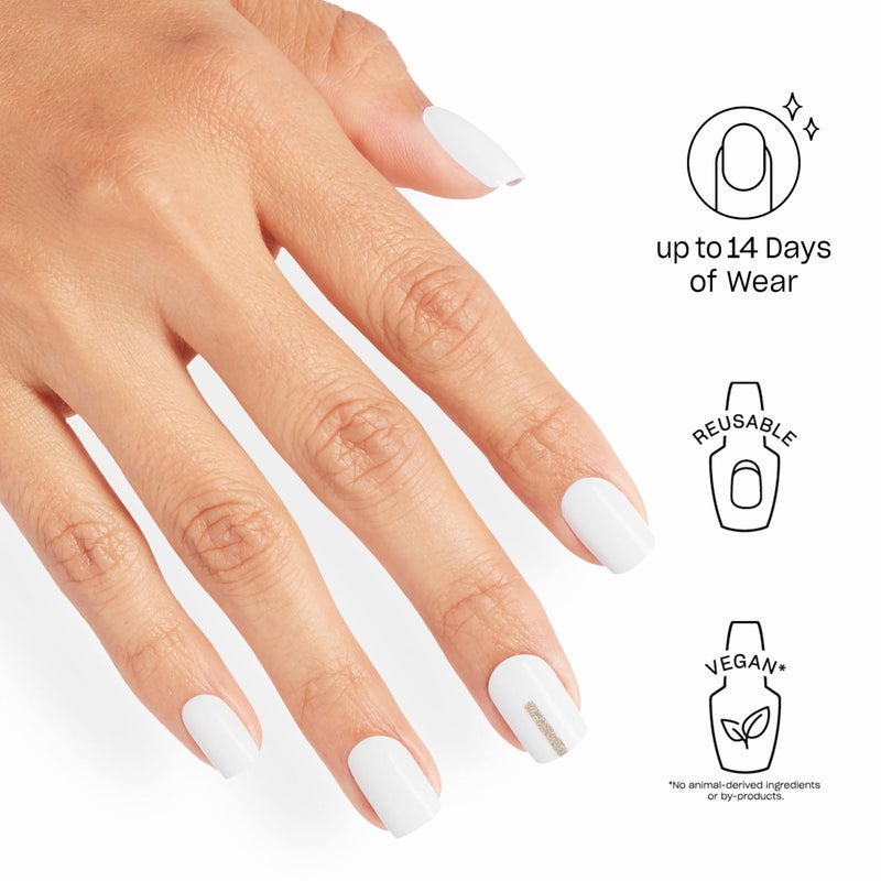 OPI On Point Hawt Date Lined Up | Short Round White with Silver Shimmer Nail Art Press On Nails | 24 Count with Glue | Long Lasting, Reusable, Non-damaging | Fall 2025 Shades - Image 2