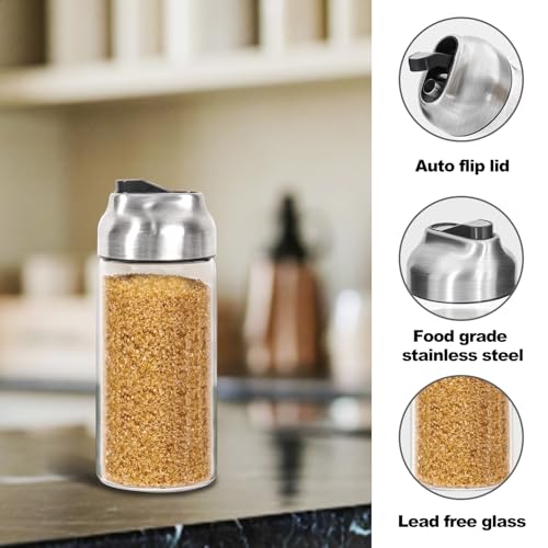 Neodaco 14oz Glass Sugar Dispenser with Spout Refillable Pour Shaker for Coffee Bar Tea Station Table Large Airtight Sugar Container for Kitchen Counter - Image 3