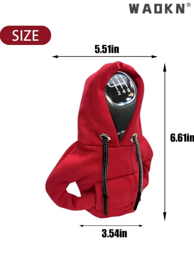 WAOKN 2 pcs Car Gear Shift Hoodie , Fashionable Gear Shift Knob Cover , Mini Hoodie for Auto Shifter , Auto Interior Cute Gadgets , Universal Car Decoration Accessories , Fashion shift knob decoration hoodie , green and red . - Image 3