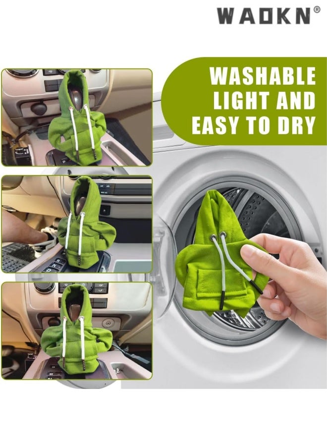 WAOKN 2 pcs Car Gear Shift Hoodie , Fashionable Gear Shift Knob Cover , Mini Hoodie for Auto Shifter , Auto Interior Cute Gadgets , Universal Car Decoration Accessories , Fashion shift knob decoration hoodie , green and red . - Image 5