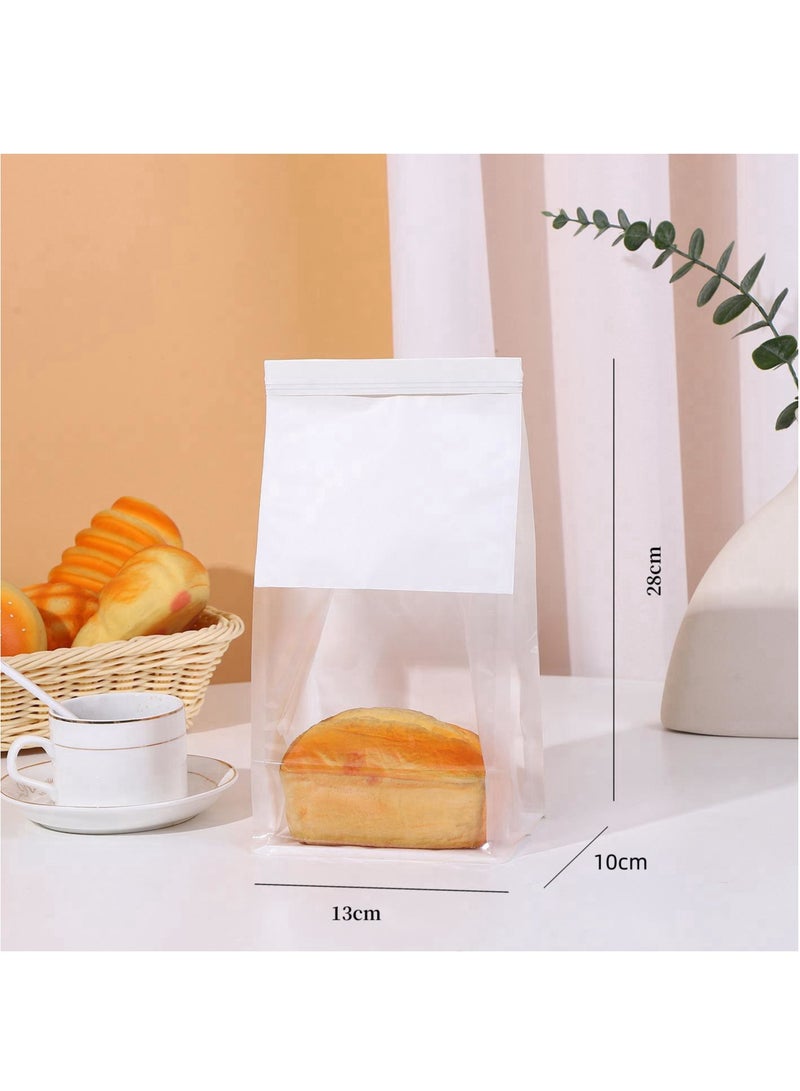 Bakery Bag, 20pcs 13x10x28cm, Toast Bread Bag, Sliced Bread Packaging, Self-sealing  Bag, Window Cookie Bag for Packaging Kraft Paper Tin Tie Tab Lock Candy Bag Treat Bag, Popcorn, Coffee Bag - Image 2