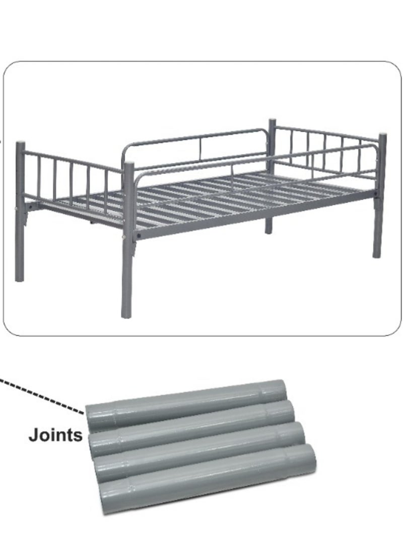 كرنك سرير الكرنك الحديث من الفولاذ بطابقين مع خيار قابل للفصل للبالغين والأطفال والمراهقين وغرفة النوم وأثاث غرفة الضيوف (L190 x W90 x H180cm) رمادي - Image 2