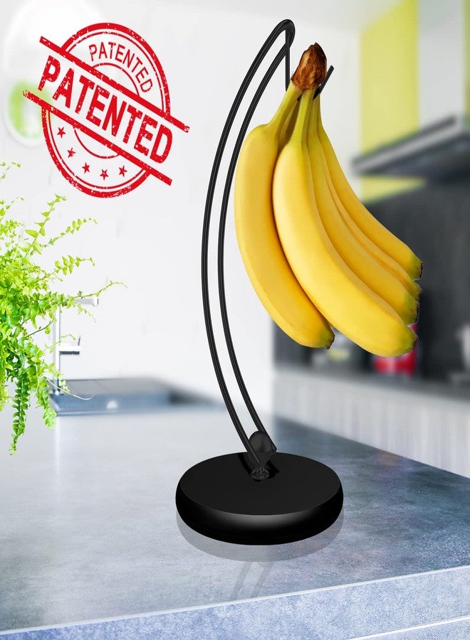 Signice Banana Holder Stand - Patented Modern Banana Tree Hanger with Wood Base Stainless Steel Banana Rack for Home Kitchen Use,Doesn't Tip Over (Full Black) - Image 5