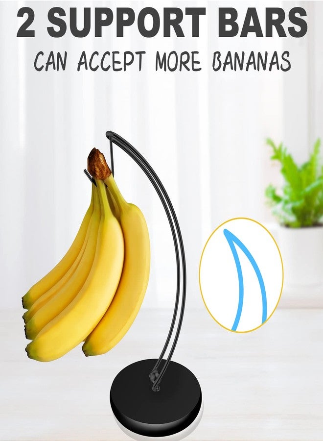 Signice Banana Holder Stand - Patented Modern Banana Tree Hanger with Wood Base Stainless Steel Banana Rack for Home Kitchen Use,Doesn't Tip Over (Full Black) - Image 4