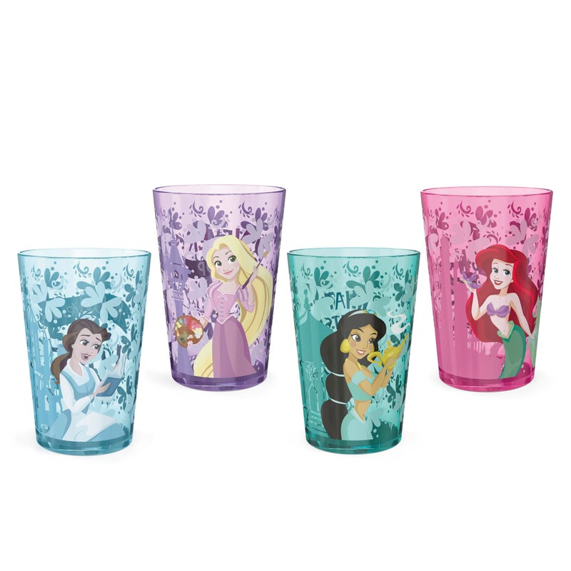 Zak Designs Zak Designs 145oz Disney Princess Nesting Tumbler Set Includes Durable Plastic Cups Fun Drinkware is Perfect for Kids 4pk  Belle  Jasmine  Ariel PYRP0731