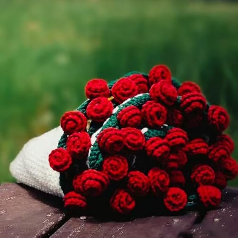 Loquat Crochet Flower Rose Bouquet Blanket Handmade,Surprise Bouquet Blanket,Soft and Lightweight Romantic Knitted Throw Blankets,Gift for Mother’s Day Birthday Bed Sofa Home Decor (Rose, 80x80cm) - Image 3