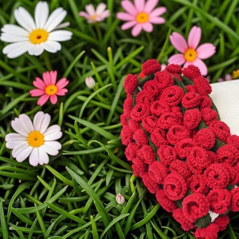 Loquat Crochet Flower Rose Bouquet Blanket Handmade,Surprise Bouquet Blanket,Soft and Lightweight Romantic Knitted Throw Blankets,Gift for Mother’s Day Birthday Bed Sofa Home Decor (Rose, 80x80cm) - Image 4