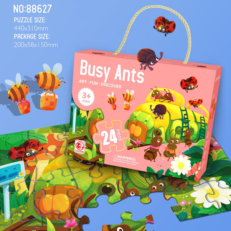 Wow Children'S Flat Puzzle Blue Card Paper Gift Box Boys And Girls Early Education Educational Toys Kindergarten - Image 1
