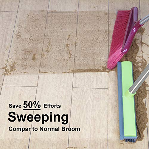 Lanhope LandHope Push Broom Long Handle Rubber Bristles Sweeper Squeegee Edge 59 inches Non Scratch Bristle Broom for Pet Cat Dog Hair Carpet Hardwood Tile Windows Clean Water Resistant (Multi Segment Handle) - Image 3