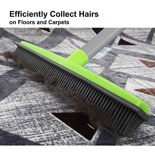 Lanhope LandHope Push Broom Long Handle Rubber Bristles Sweeper Squeegee Edge 59 inches Non Scratch Bristle Broom for Pet Cat Dog Hair Carpet Hardwood Tile Windows Clean Water Resistant (Multi Segment Handle) - Image 5