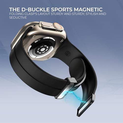 PunnkFunnk Punnk Funnk Magnetic Watch Strap Compatible with (42-44mm/45mm), Soft Silicone Sports Wristband for Watch Series 7/6/5/4/3/2/1/SE (Watch Not Included)(Black) - Image 3