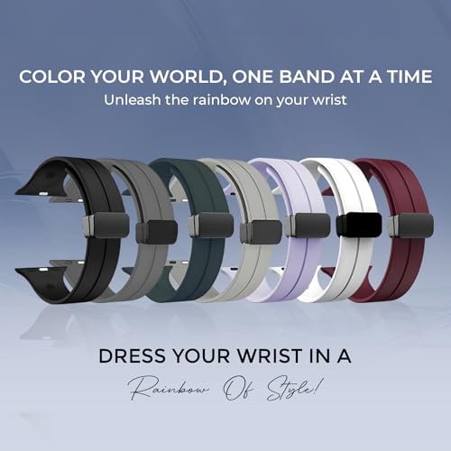 PunnkFunnk Punnk Funnk Magnetic Watch Strap Compatible with (42-44mm/45mm), Soft Silicone Sports Wristband for Watch Series 7/6/5/4/3/2/1/SE (Watch Not Included)(Black) - Image 5