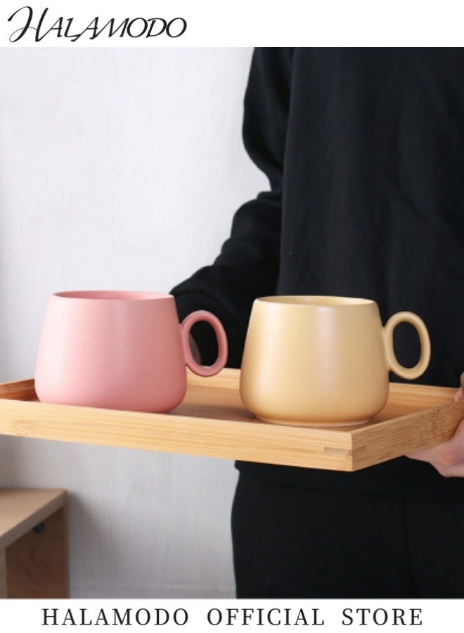 هالامودو كوب شاي وقهوة سيراميك غير لامع بمقبض، كوب لاتيه بوهيمي عصري، كوب كبير من البورسلين للمكتب والمنزل، آمن للاستخدام في غسالة الأطباق والميكروويف - Image 3