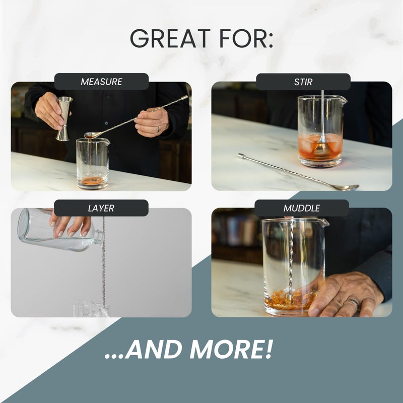 A Bar Above Bar Spoon Set, Spiral Handle, Stainless Steel Mixing Spoons for Cocktail Mixer Set, to Stir and Layer, Basic Professional or Home Bars Accessories (Stainless Steel, Combo) - Image 3