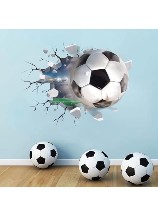 Raxoom BPA 3D Football Wall Stickers,Football Stickers for Bedrooms for Boys,Soccer Football Vinyl Wall Art Decal for Teenagers Boys 3D Bedroom Accessories - Image 1